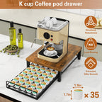 IBUYKE Wooden Coffee Pod Holder for K-Cup, 35 Capacity Capsule Pods Storage,Mullti Coffee Pod Drawer,Home Kitchen Counter Coffee Bar Station Organizer,Brown TCJ001H