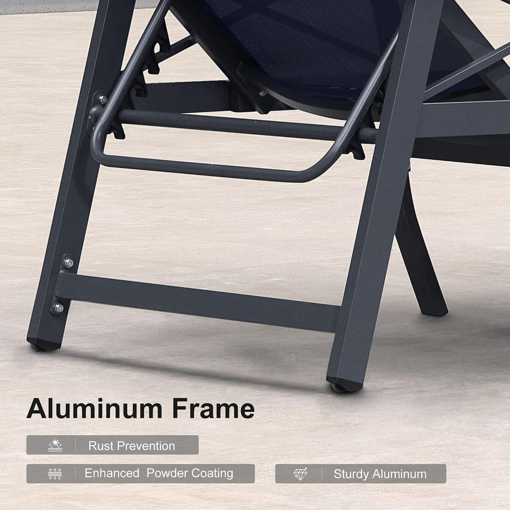 PURPLE LEAF Oversized Outdoor Lounge Chair Set of 2 Aluminum, Deep Blue | Ext...