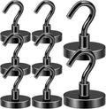 DIYMAG Black Magnetic Hooks, 170 LB Heavy Duty Strong Magnets with Hook, Rare Earth Neodymium Magnet for Cabins Cruise Ship Essentials 8 Packs