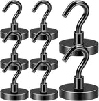 DIYMAG Black Magnetic Hooks, 170 LB Heavy Duty Strong Magnets with Hook, Rare Earth Neodymium Magnet for Cabins Cruise Ship Essentials 8 Packs