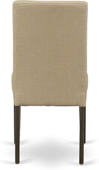 East West Furniture ANDR3-CAP-03 3 Piece Dining Room Table Set Contains a Round Kitchen Table with Pedestal and 2 Brown Linen Fabric Parsons Dining Chairs, 36x36 Inch, Cappuccino