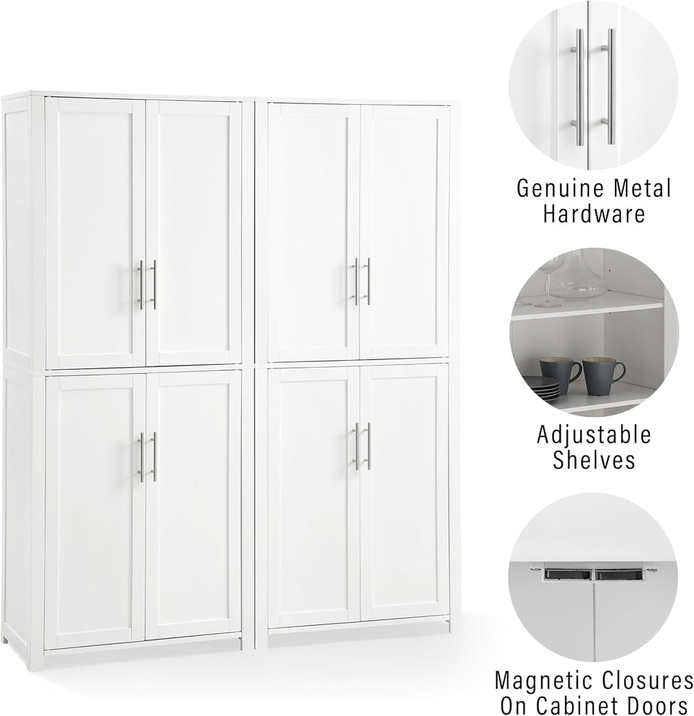Crosley Furniture Savannah 2-Piece Pantry Storage Cabinet Set with Shelves, K...