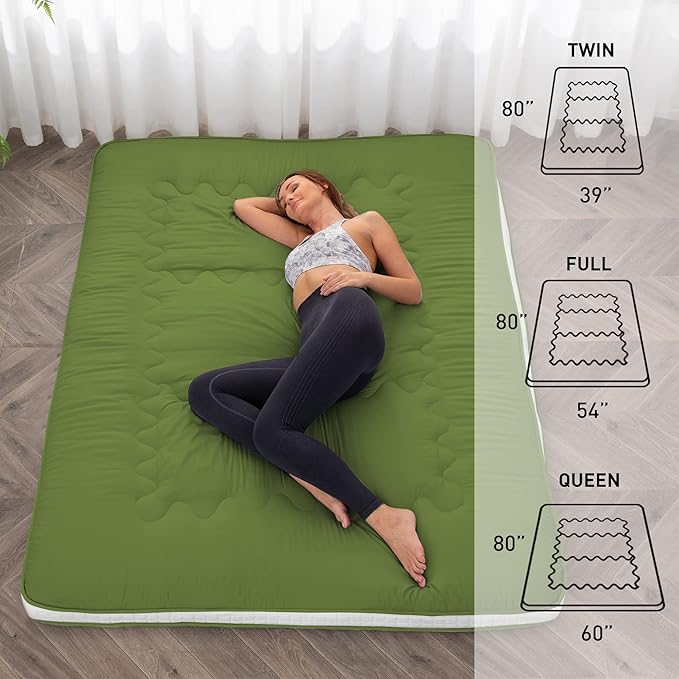 Dr.Futon Japanese Floor Futon Mattress Extra Thick Folding Roll Up Bed Topper...