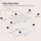 HOOBRO Luggage Rack, Folding Luggage Holder, Bamboo Suitcase Stand, with Fabric Storage Shelf, Suitcase Holder for Guest Room, Hotel, Bedroom, Brown and Black BR20XL01
