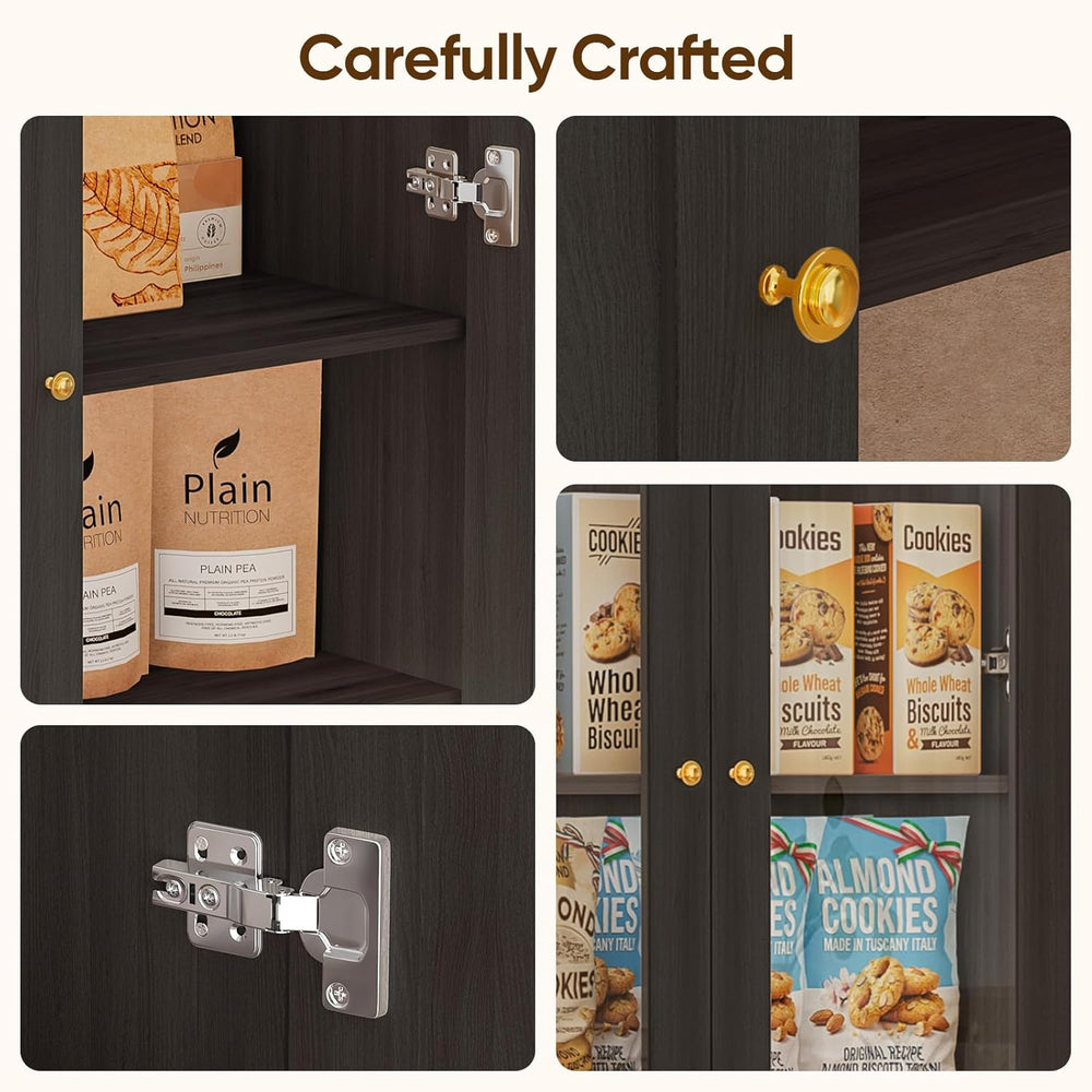 ivaniti 70.8" Tall Farmhouse Kitchen Pantry Cabinet with Glass Doors, Mo...