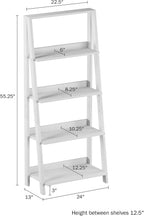 4-Tier Ladder Bookshelf - Freestanding Shelved Bookcase with X-Back Frame and Leaning Look - Display Shelves for Home or Office by Lavish Home (White)