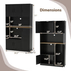71" Large Kitchen Hutch with Power Outlet, Freestanding Pantry Cabinet with Microwave Shelf, Kitchen Cabinet with Countertop, Dining Room Hutch