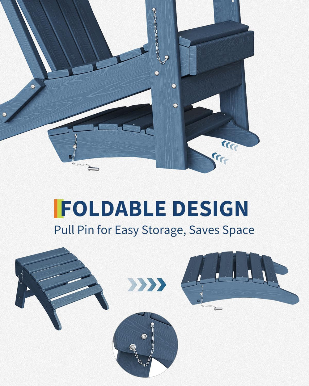 Garvee Folding Adirondack Ottoman, HDPE Outdoor Footrest for Adirondack Chair...