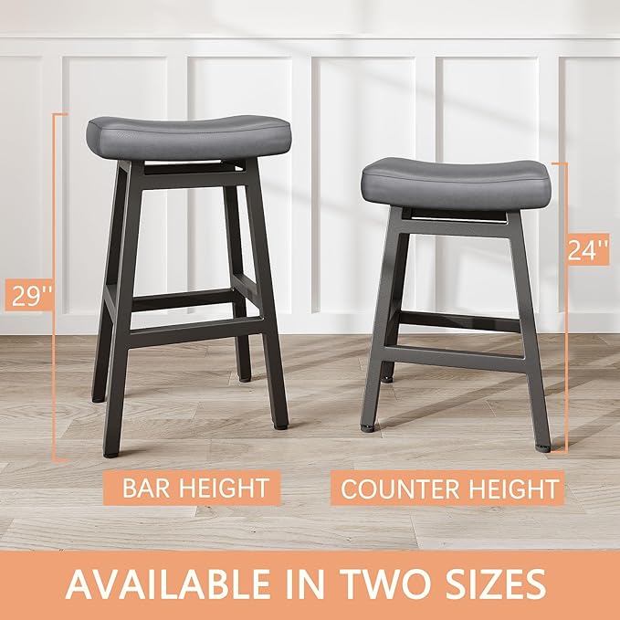 29 Inches Bar Stools Set of 2, Bar Height Barstools for Home Counter, Blackle...