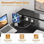 Aheaplus L Shaped Desk with File Drawer, Reversible L Shaped Computer Desk Gaming Desk with Power Outlet & LED Strip, Home Office Desk with Monitor Shelf, Corner Desk with Storage Shelves, Black