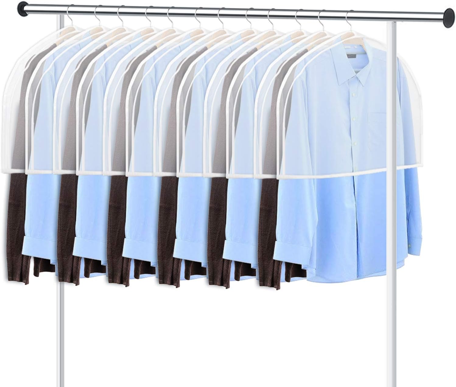 KEEGH Extra Wide Garment Shoulder Covers Bag (Set of 12) Breathable Hanging Closet Suit Organizer Keep Clothes Shoulder Clean, 2" Gusset Hold More Coats, Jackets, Dress | 2 in Gusset Hold More Suit, Coats, Jackets, Dress, Breathable Garment Covers Dust