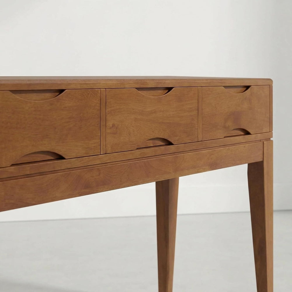 SIMPLIHOME Harper 54" Wide Solid Wood Console Table in Tawny Brown Teak