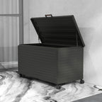 MIRADOR 134 Gallon Outdoor Storage Box Waterproof, Metal Deck Box with wheels for Patio Furniture, Garden Tools, Outdoor Cushion, Charcoal