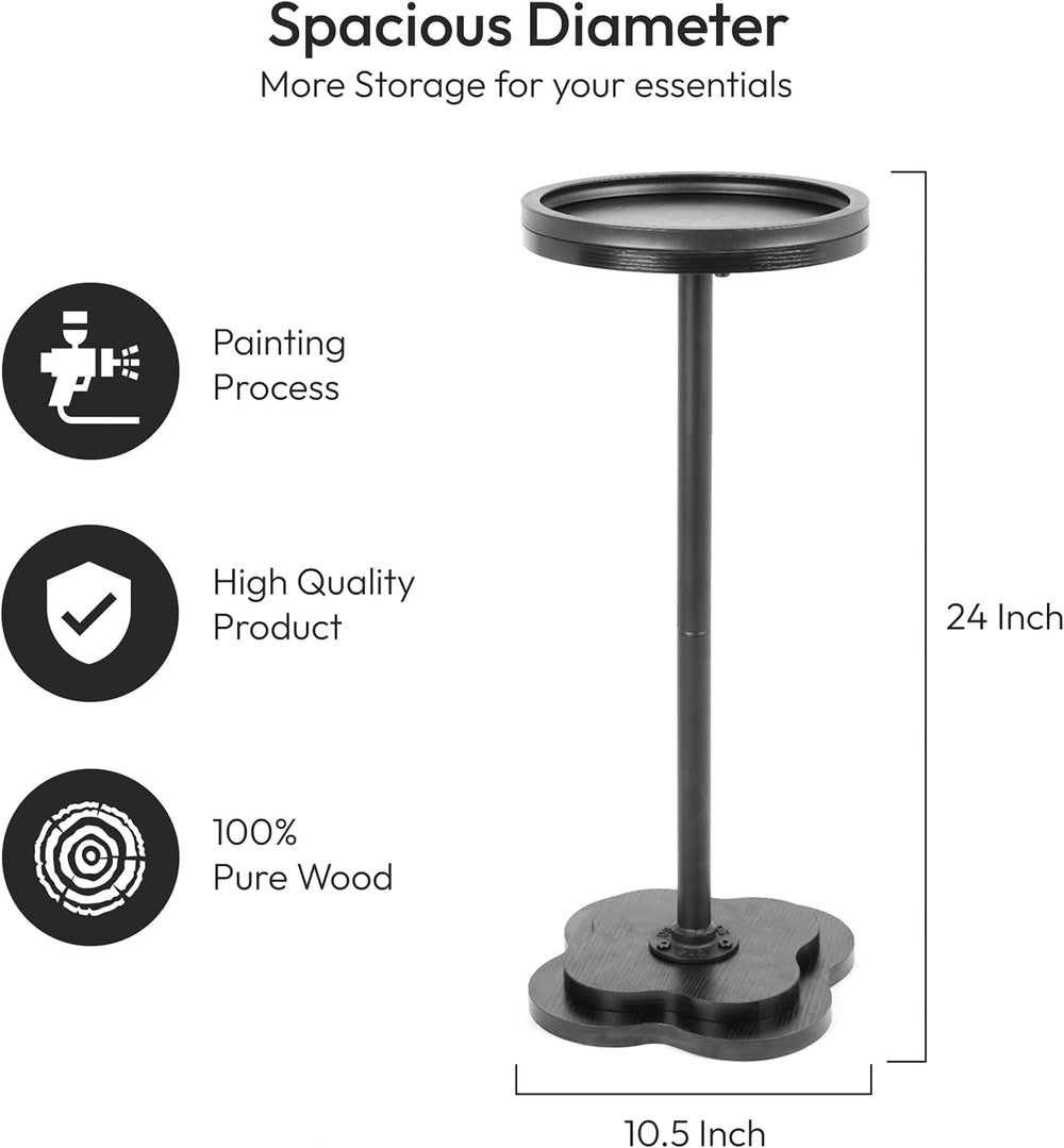 Modern Accent Pedestal Side End Table for Small Spaces – Pedestal End Table w...