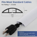 ZhiYo 3.6ft Cord Covers for Wires on Floor, Cord Hider Floor Hide Extension Cords, Soft PVC Cable Cover Cable Protector, Wire Cavity W0.62in H0.31in, White