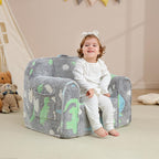 Toddler Chair,Kids Armchair,Kids Foam Chair,Toddler Couch,Glow Dino | Comfy kids armchair,toddler reading chair,kids foam chair,glow-in-the-dark dino,removable cover, no assembly