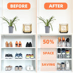 Shoe Slots Organizer, 12PCS Adjustable Double Layer Stack Shoe Rack, 50% Space-Saving Storage Rack Holder, Transparent