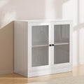 TUSY Entertainment Center with Storage, Sideboard Cabinet with Door, Cabinet for Dining Room, Media Console with Glass Door for Living Room, Bedroom (White)