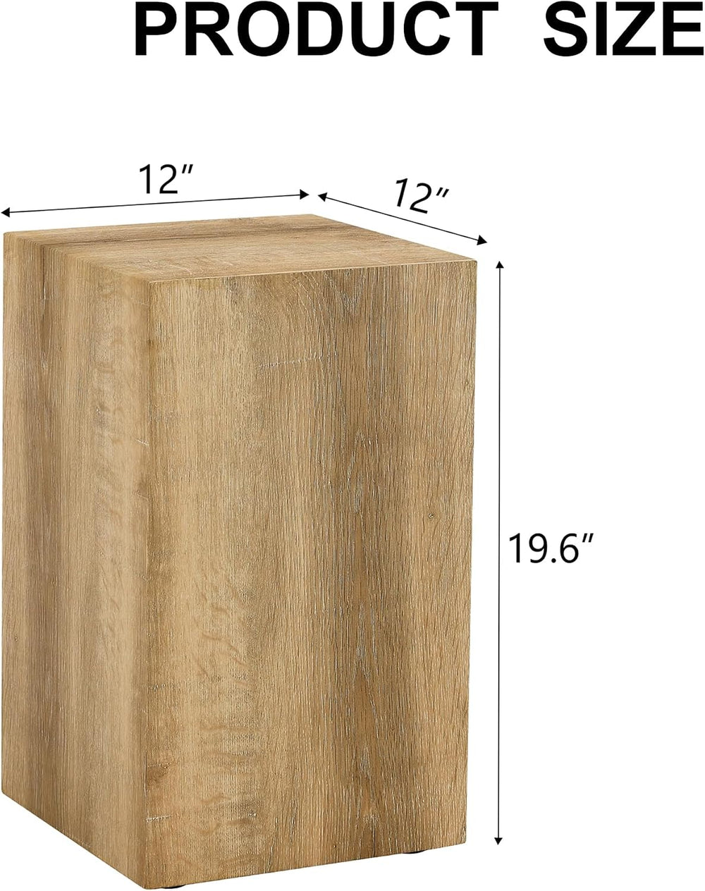 Natural Wood Marble Texture Side Table, MDF End Table, 11.8 x 11.8 x 19.6 Inc...