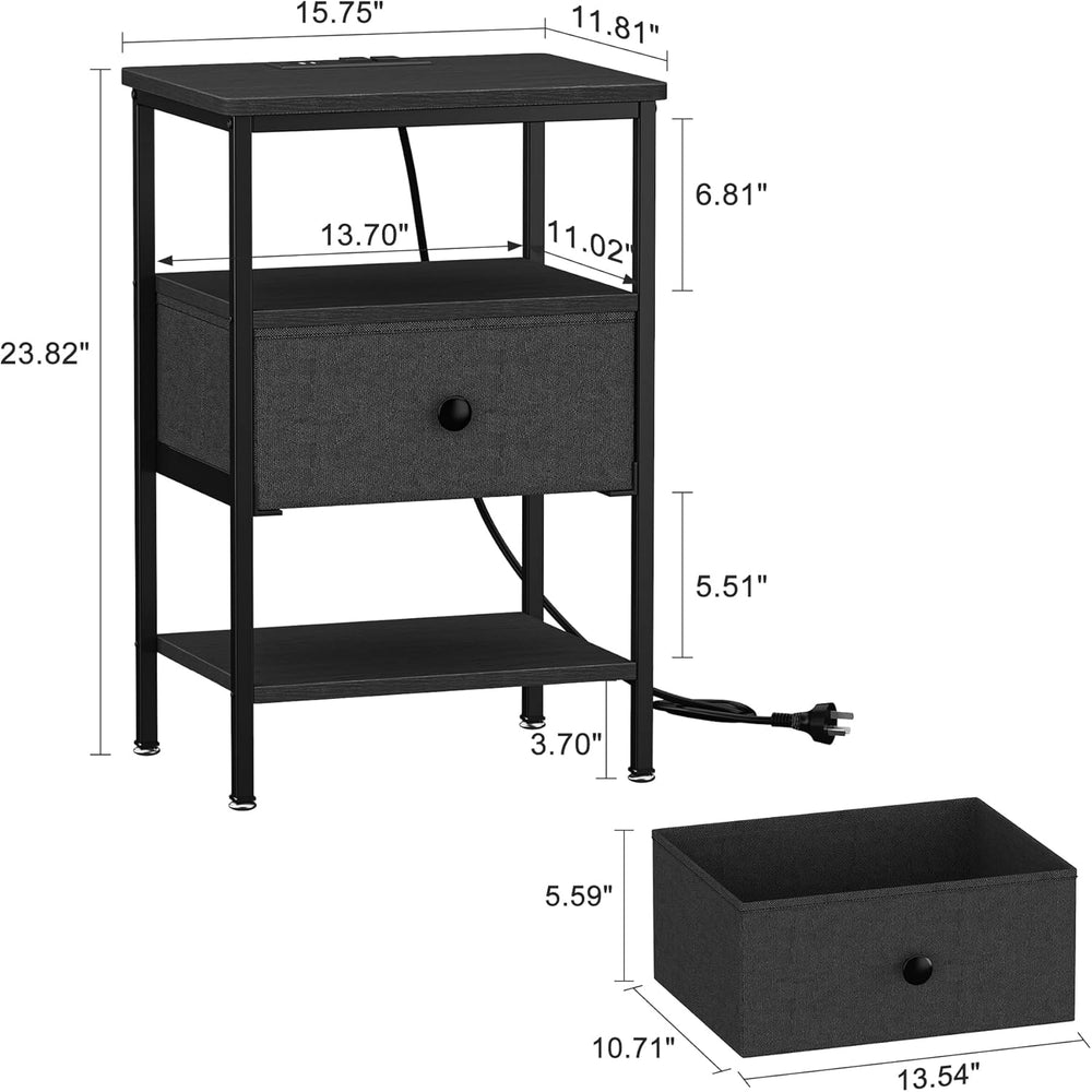 VECELO Nightstands with Charging Station Set of 2,Bedside Tables with Storage...