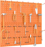 TORACK Metal Pegboard Wall Organizer 24" x 24" or 12" x 48", 70 PCS Tools Storage Pegboard for Garage, Modular Pegboard, Tool Organizer Board with Peg Board Hooks(Orange)
