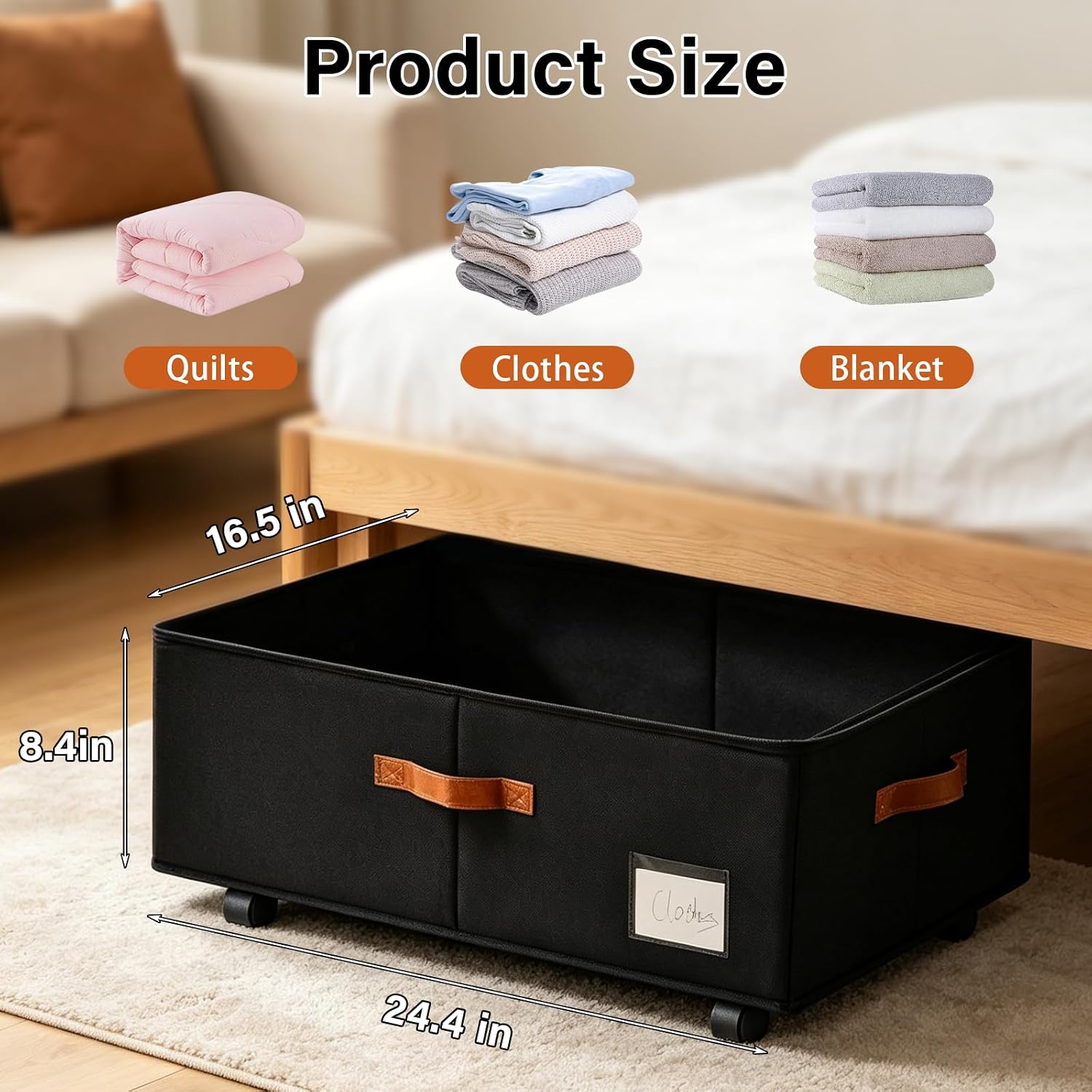 Freebat Under Bed Storage with Wheels 2 Pack, Underbed Container | 10 inch Height Under Bed Drawers with Clear Lid Cover, Storage Bag Box with Visiable Window for Clothes, Bedsheet, Pillow