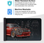 Retro Car Blueprint Mouse Pad – Large Extended Desk Mat 35.43 x 15.75 in – Classic Red Tuner Car Cutaway with Engine Diagram, Waterproof Surface, Non-Slip Rubber Base, Keyboard & Mouse Pad