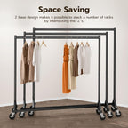 HOKEEPER Commercial Z Base Garment Rack Hold 500LBS Heavy Duty Clothing Rack Adjustable Rolling Clothes Rack for Hanging Clothes Racks on Wheels Portable Z Rack, Black