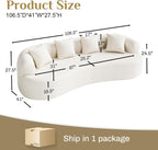 Modern Curved Couch,Oversized 4 Seater Boneless Chenille Sofa,Cream White | Oversized Curved Sofa with Deep Seats,High Foam and 4 Pillows,Cloud Couch for Living Rooms,Bedrooms ,Apartments,No Assembly