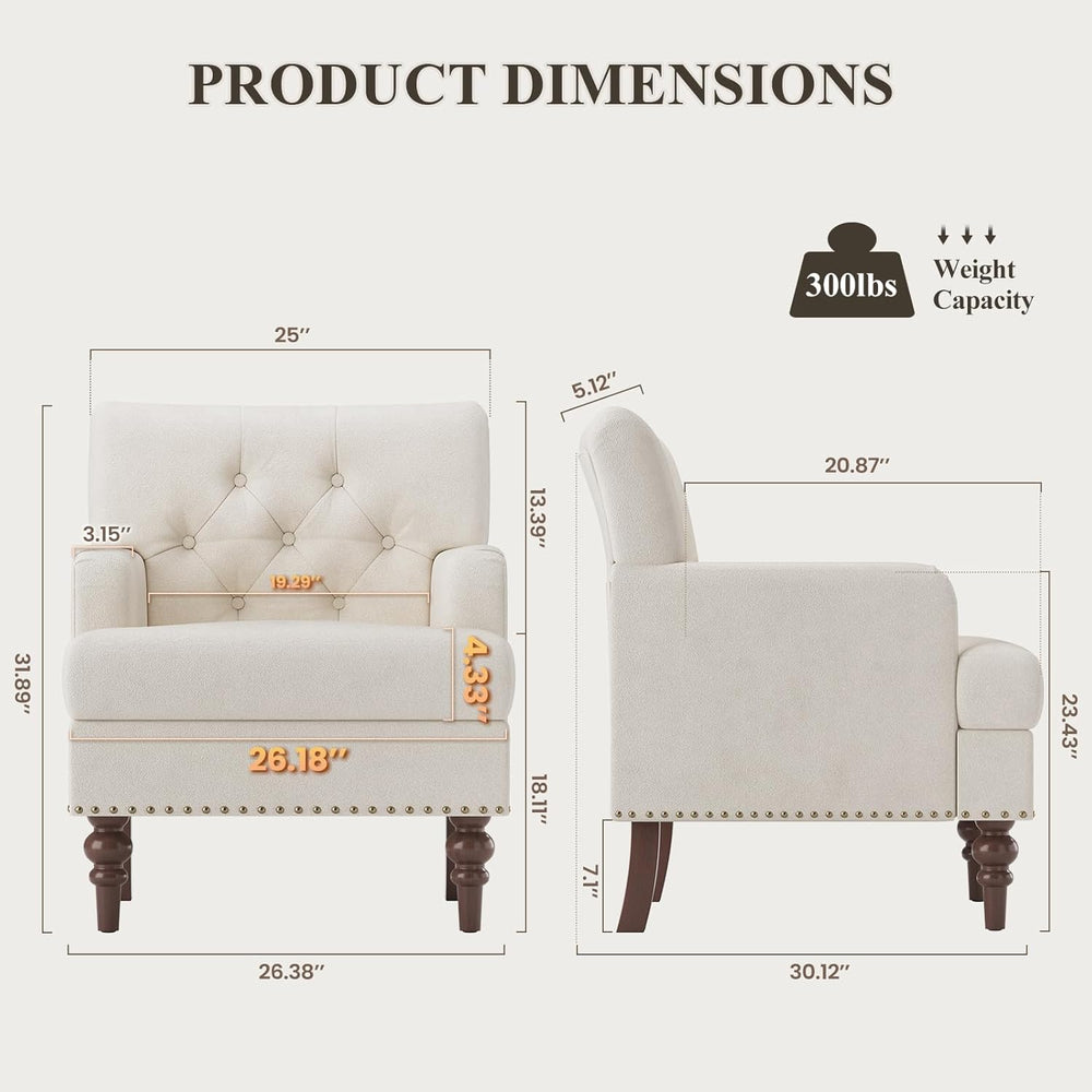 MALOL Modern Accent Chairs Set of 2 for Living Room, Comfy Bedroom Reading Ar...