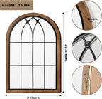 blue page Arched Mirror, Farmhouse Wall Decor, Rustic Wood Framed Accent Mirror Like Window for Bathroom Vanity, Bedroom, Entryway, or Living Room