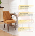 Linen Dining Chairs Set of 6,Comfy Fabric Upholstered Accent Chairs for Kitchen Living Room,Channel Tufted Dining Room Chairs with Curved Solid Wood Legs(Yellow)