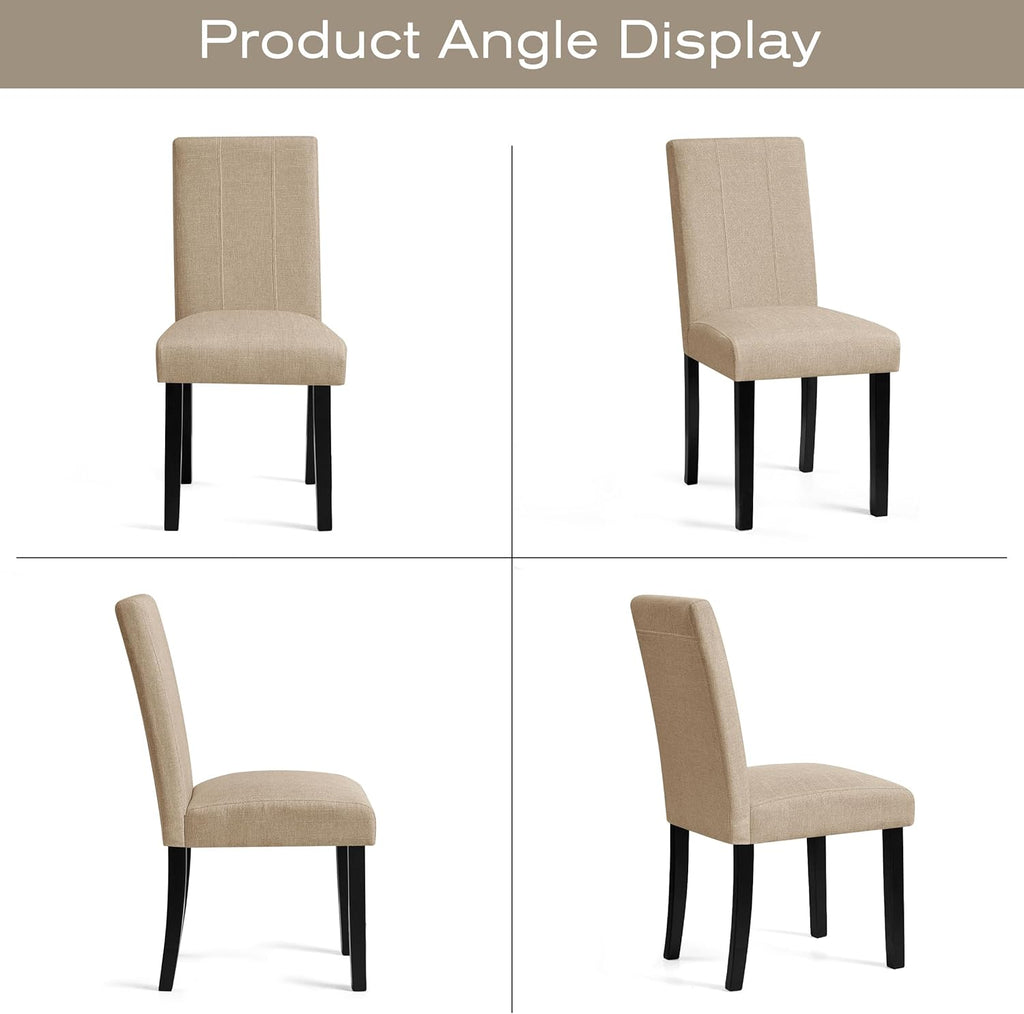 Wooden Dining Chairs Set of 4, Modern Farmhouse Upholstered Dining Room Chairs with Solid Wood Legs, Comfy Kitchen Chairs for Living Room/Restaurant, Oatmeal