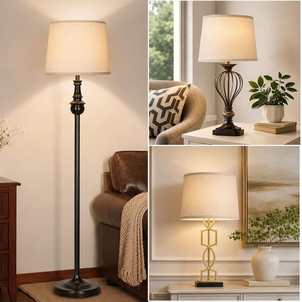 Drum Lampshades Set of 2, 11" Top x 13" Bottom x 10" High, Bei...