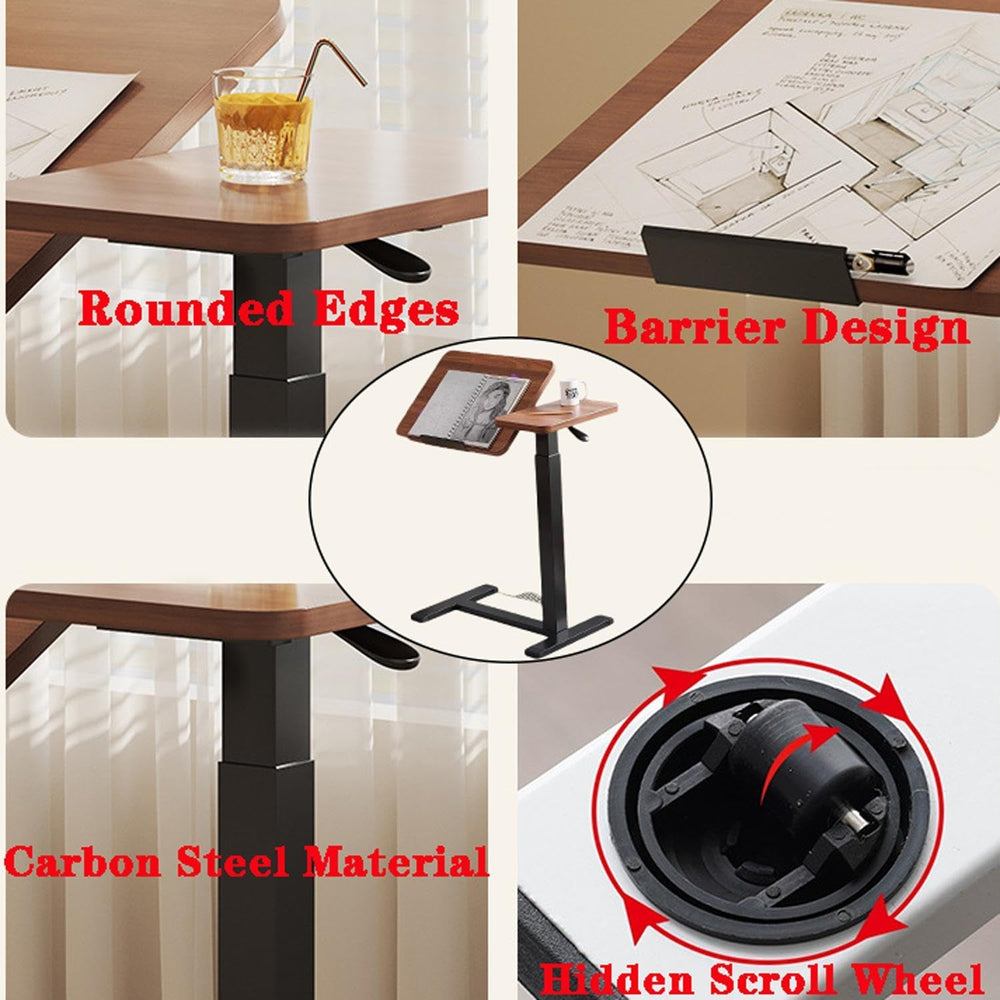 C-Shaped Side Table, Flexible Laptop Table and Bed Table with Tilting Table T...
