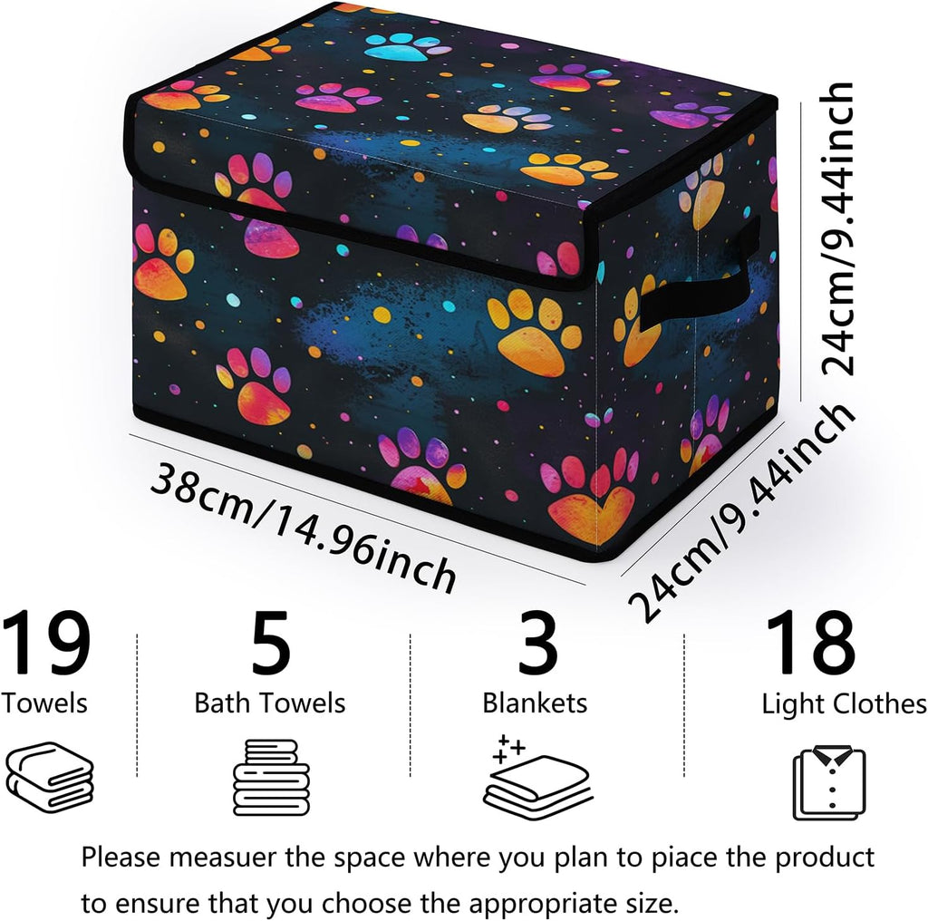 Stackable Clothes Storage Bins with Lids,Closet Organizers Fabric Printing Box for Home and Office,Blanket Clothes Organizers,Under Bed Storage Containers 3 Pack.