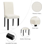 CHUN YI Upholstered Dining Chairs Set of 6, Fabric Dining Room Chairs with Solid Wood Legs, Modern Parson Chairs for Kitchen, Restaurant, Hotel, Ivory White