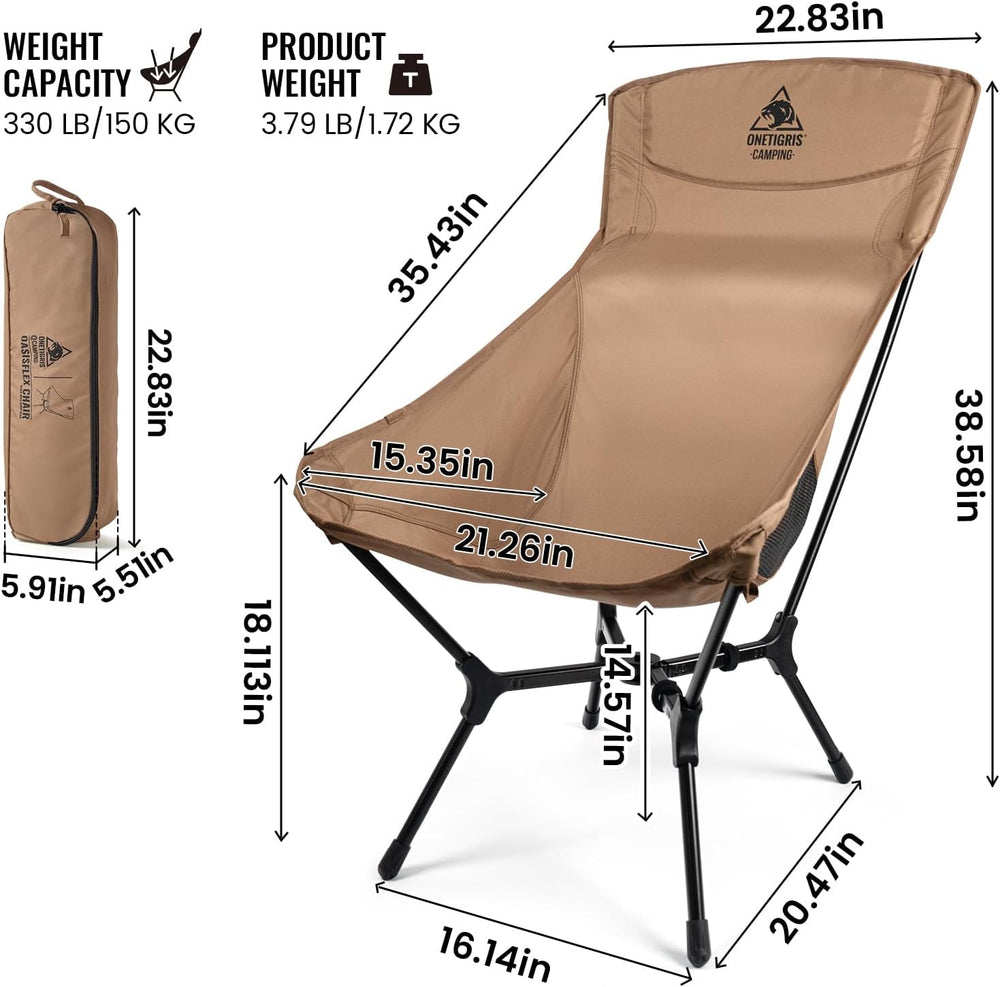 ONETIGRIS OasisFlex Camping Chair,High Back Folding Chair with Carry Bag,Grea...