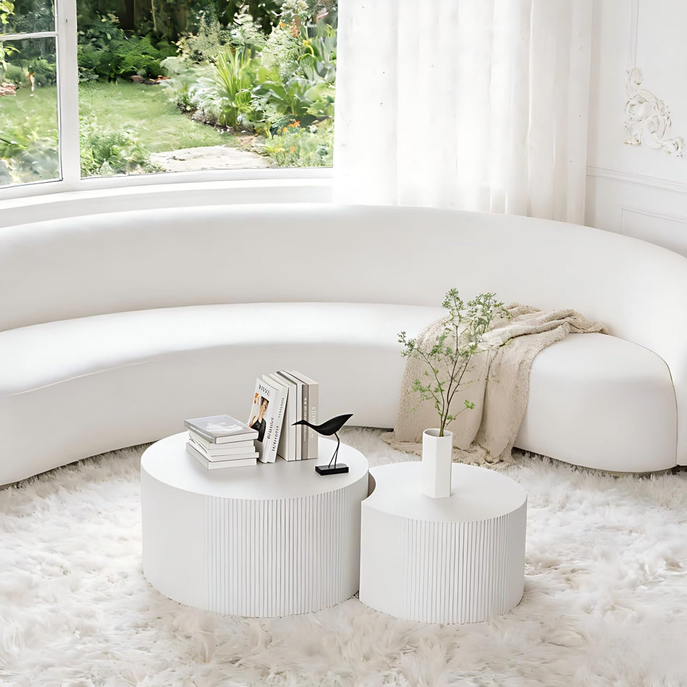 KEVINSPACE Coffee Table Set of 2 Modern, Living Room Nesting Table Round 2-Pi...