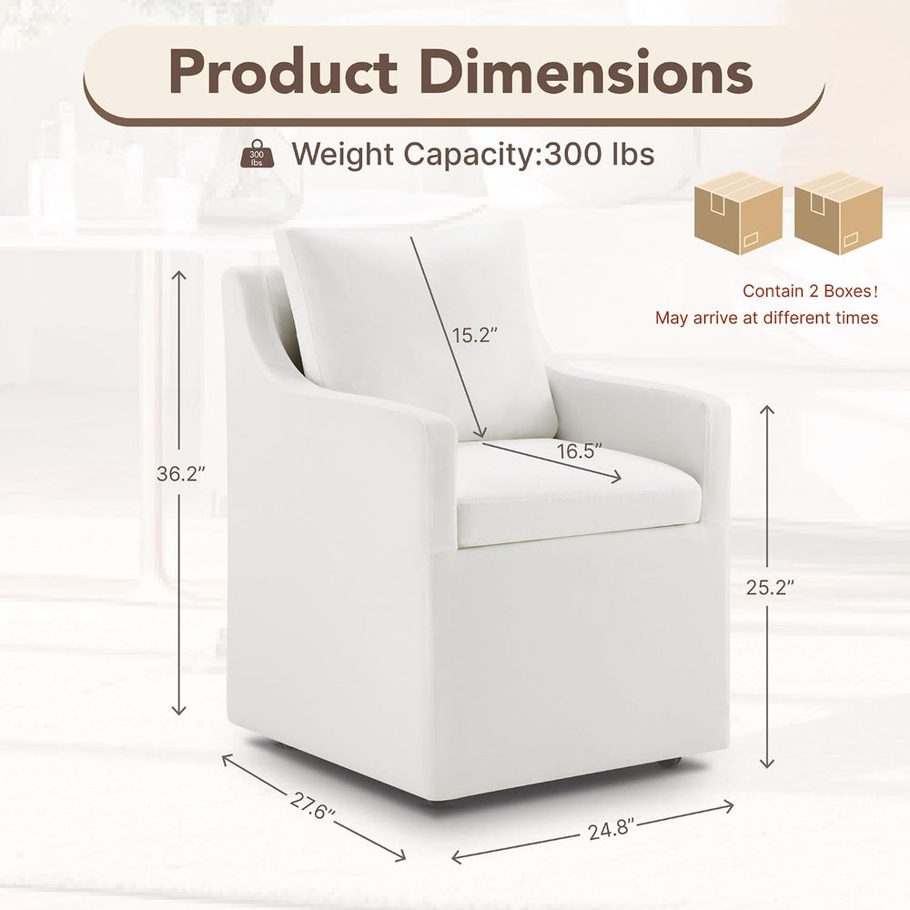 KISLOT Upholstered Dining Chairs Set of 2 with Washable Cover, White