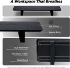 Moodular Wooden Monitor Stand 33.4” (85cm) Desk Organizer with Metal Slide Rails for Drawer, Tray, Laptop, Tablet, Phone & Headphones Customizable Riser for Organized Workspace Black MS85-B
