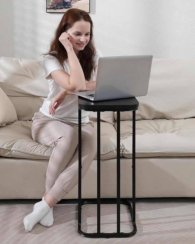 C Shaped End Table Set of 2, Small Side Table for Sofa and Bed, Couch Tables ...