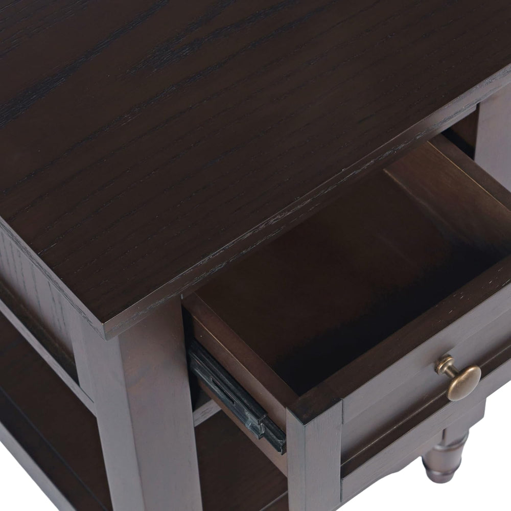 Brentwood Modern Transitional Chairside End Table with Drawer and Storage She...
