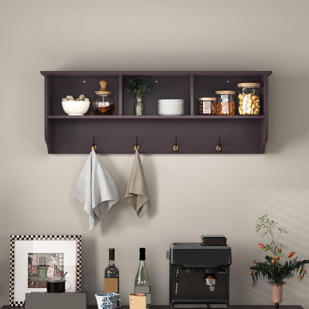 Modern Entryway Wall Mounted Coat Rack, with 4 Dual Hooks Living Room Storage...