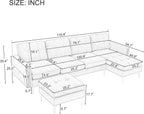 P PURLOVE Velvet Modern Large Sectional Sofa, U Shape Upholstered Couch with Chaise, Convertible Sofa Couch with Movable Ottoman for Living Room Apartment (Blue)