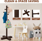 Coat Rack, Freestanding Coat Racks with 8 Hooks 2 Adjustable Height, Tree Coat Rack for Bedroom, Hallway, Entrance, Office, Hats, Handbags,Purse (Brown)