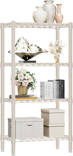 1000 lbs 4-Shelf Standing Storage Shelves Heavy Duty Metal Shelving Unit Adjustable Wire Rack for Office Garage Kitchen, Light Tan 11.8 D x 23.6" W x 47.5" H