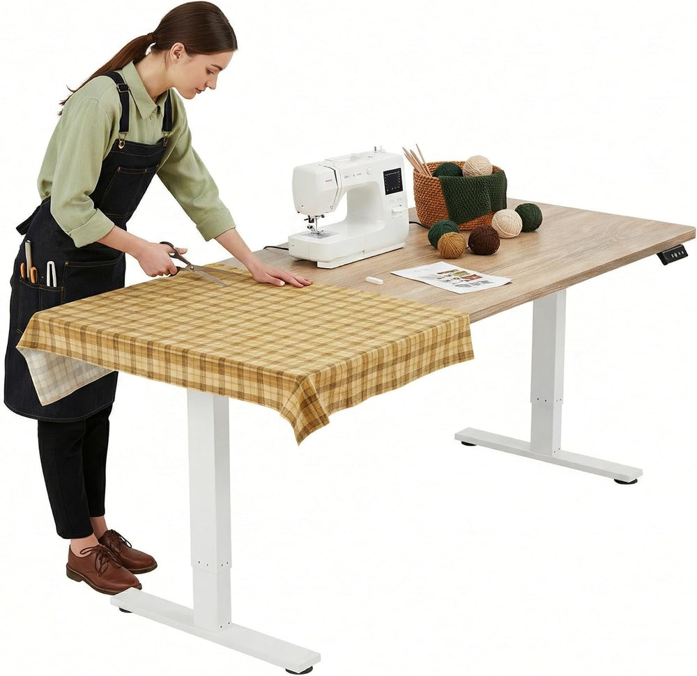 TIQLAB Electric Adjustable Sewing Table, 63"x24" Workbench Adjustab...