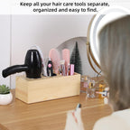 Hair Dryer Countertop Holder, Hair Tool Organizer Wall Mount, Blow Dryer Holder Cabinet Door Organizer, Bathroom Countertop Blow Dryer Holder and Curling Iron Holder (Cedar Wood, Log color)