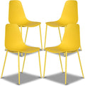 Poly & BARK Isla Modern Kitchen Chairs Set of 4 - Plastic Dining Chair with Metal Legs - Quick Assembly Simple Cafe Chairs Plastic for Indoor or Outdoor - Sunburst Yellow